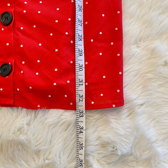 Reverse Red Polka Dot Button Up Mini Dress Small - Picture 6 of 8